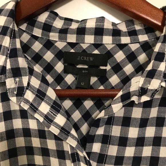J Crew shirt, Size 12,  blue and white gingham pattern - Picture 3 of 3